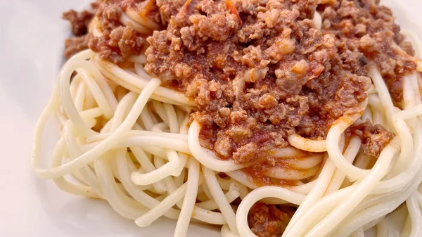 Delicioso Listo Para Comer Pasta Espaguetis Con Salsa Plato — Foto de Stock