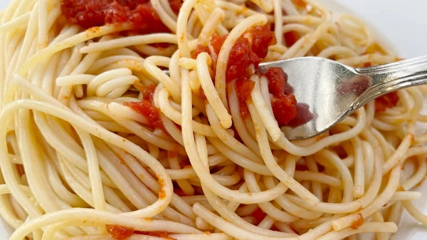 Delicioso Listo Para Comer Pasta Espaguetis Con Salsa Plato —  Fotos de Stock