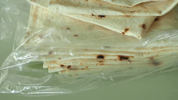 Крупний Макро Знімок Тонкого Хліба Тандорі Тісто Зроблене Тандорі — стокове відео