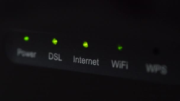 Knipperend Internet Wifi Lampjes Werkende Modem — Stockvideo