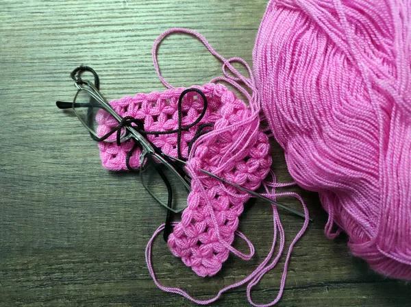 Fil Orlon Crochet Lunettes Tiennent Côte Côte — Photo
