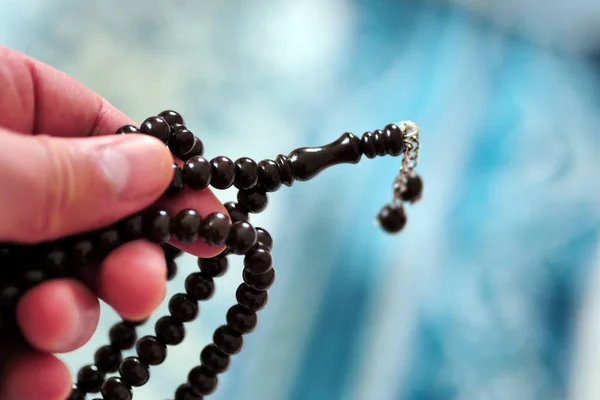 Gebed Tapijt Rozenkrans Voor Het Aanbidden Maand Ramadan — Stockfoto