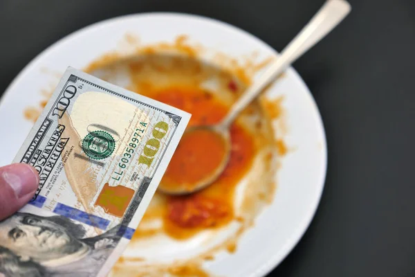 Lebensmittelverschwendung Lebensmittelverschwendung Der Welt 100 Dollar Und Verschwendung — Stockfoto