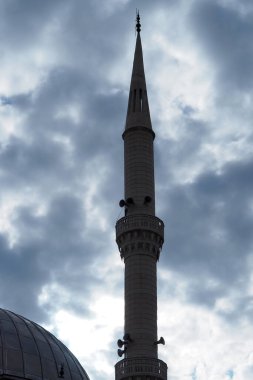 Bir cami minaresi, yakın çekim minaresi, hindideki İslam ve cami.,