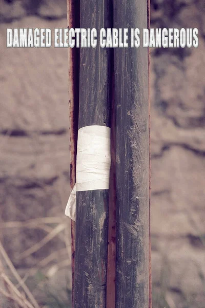 Ist Gefährlich Reparierte Beschädigte Stromkabel Beschädigte Kabel Verwenden — Stockfoto