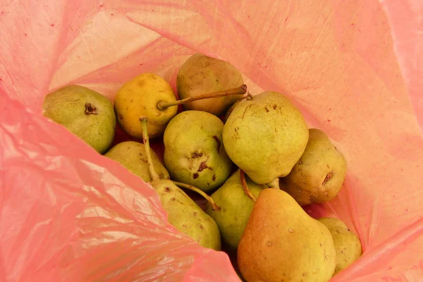 Gran Cantidad Pera Natural Fruta Pera Orgánica Una Bolsa — Foto de Stock