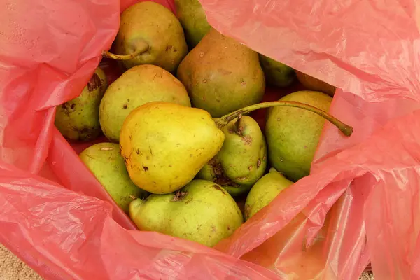 Gran Cantidad Pera Natural Fruta Pera Orgánica Una Bolsa — Foto de Stock