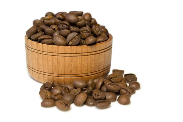 Kaffe korn i en korg — Stockfoto