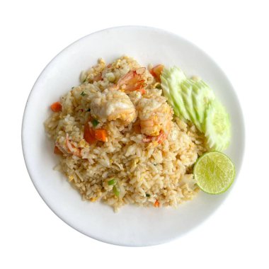 Beyaz arka planda kızarmış karides.