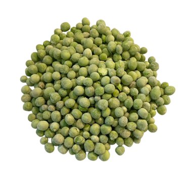 Beyaz arkaplanda yeşil bezelyeler izole