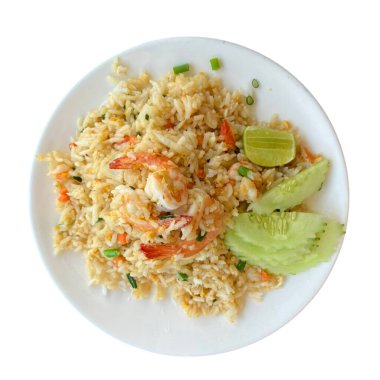 Beyaz arka planda kızarmış karides.