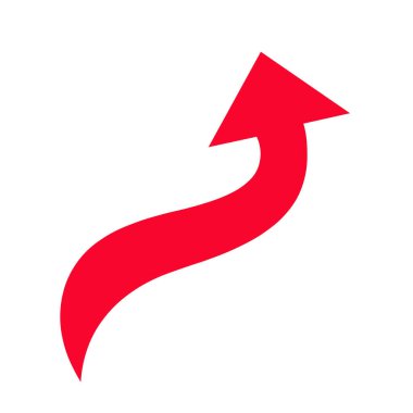 Beyaz arkaplanda kırmızı ok