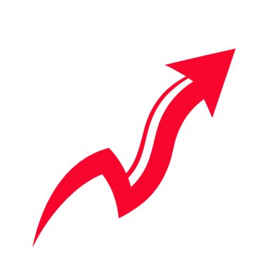 Beyaz arkaplanda kırmızı ok