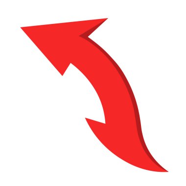 Beyaz arkaplanda kırmızı ok