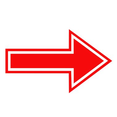 Beyaz arkaplanı gösteren kırmızı ok