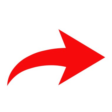 Beyaz arkaplanı gösteren kırmızı ok