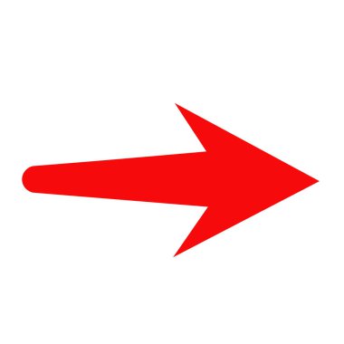 Beyaz arkaplanı gösteren kırmızı ok