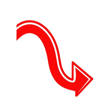 beyaz üzerinde kırmızı ok eğrisi