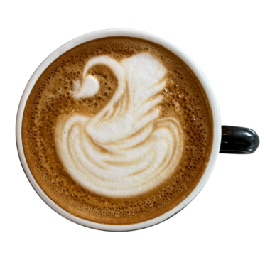 Beyaz arka planda bir fincanda kahve