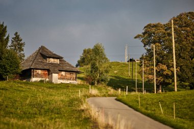İsviçre 'nin Bernese Oberland bölgesinde, dağlık arazi ve doğal manzaralarla çevrili manzaralı bir dağ yolu. Görüntü seyahat, açık hava macerası ve Avrupa 'nın barışçıl dağ ortamlarını temsil ediyor. Turizm için uygun