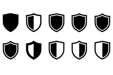 10 'luk kalkan 5' li iki sıra halinde dizildi. Her kalkan, siyah ve beyaz renklerle basit ve temiz bir şekilde tasvir edilir. Kalkanlar, sivri uçlu ve siyah dolgulu beyazla çizilmiş klasik bir ortaçağ şekli. Bazı kalkanlar katı.