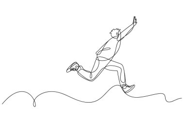 Tek kollu koşan bir adamın soyut çizimi hareket ve momentum öneriyor.