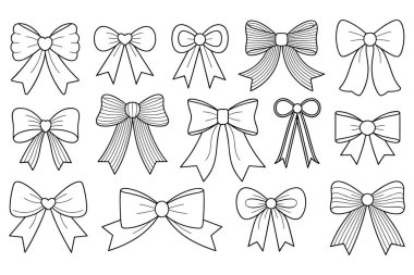 Tasarım elementleri ve süslemeler için mükemmel bir dizi el yapımı yay çizimi.