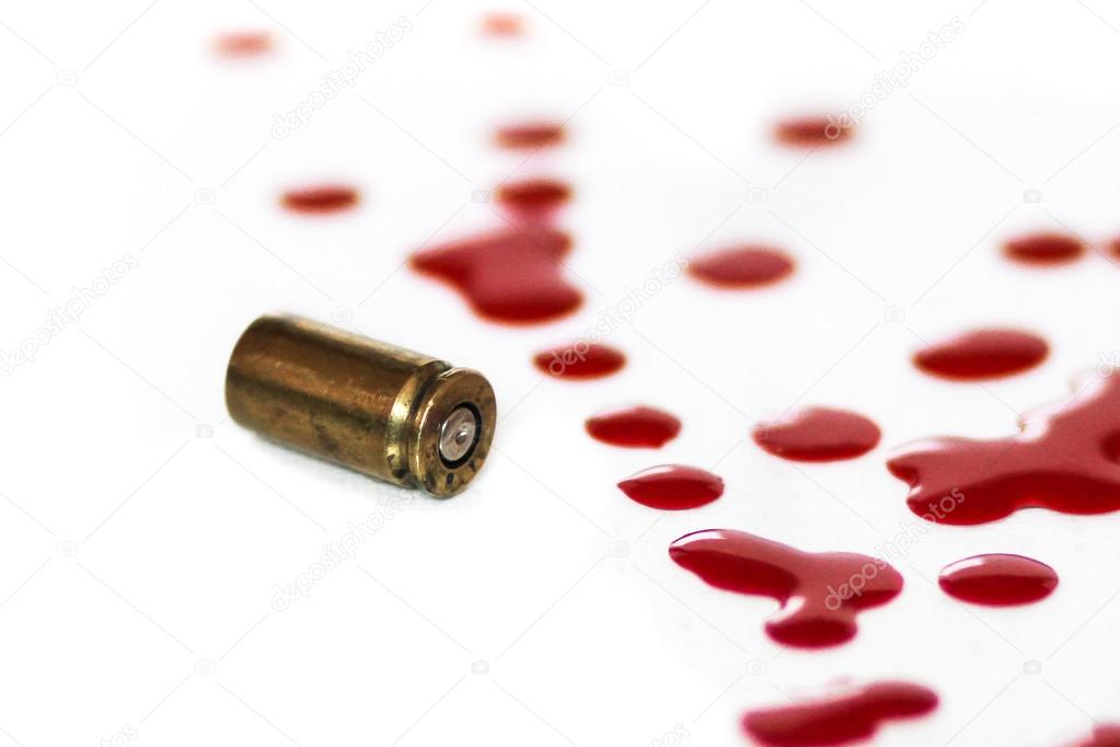 Lost bullet with blood spattered around - murder scene
