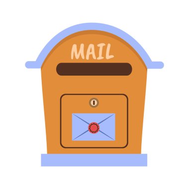 Yuvarlak kapaklı posta kutusu. Mektup almak için açık bir posta kutusu. Minimalist düz illüstrasyon.