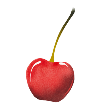 Taze kirazlar, el yapımı. Basit bir suluboya tarzında resimleme.