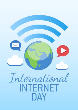 İnternet Günü için poster, afiş, broşür ya da kartpostal. Düz Çizim.