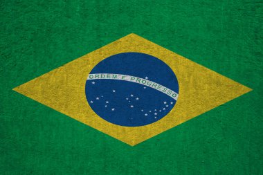 Eski bir beton yüzeyde Brezilya bayrağı. Brezilya mirası ve vatanseverliği kavramı dijital illüstrasyon..