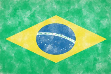 Vatansever dijital illüstrasyon. Brezilya suluboya bayrağı. Brezilya tasarımı. Yüksek kaliteli illüstrasyon