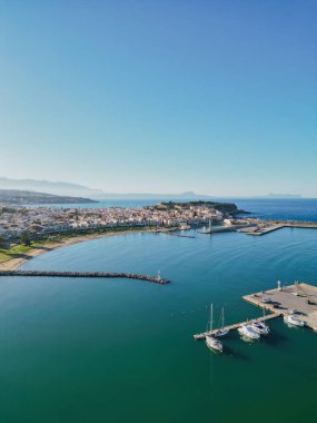 Rethymno, considered the most charming and beautiful town on Crete island, offering a wide panoramic view of the coastline and the blue sea under the sun.