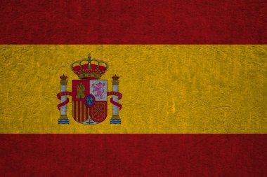 Eski bir beton yüzeyde İspanya bayrağı. İspanyol mirası ve vatanseverliği kavramı