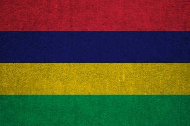 Mauritius bayrağı eski bir beton yüzeyde. Mauritian mirası ve vatanseverliği kavramı
