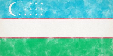 Özbekistan 'ın dijital suluboya bayrağı, vatansever Özbek tasarımı, ulusal devlet sembolü, resim sanatı, ülke kutlama geçmişi, renkli yaratıcı illüstrasyon amblemi.