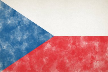 Çek Cumhuriyeti 'nin dijital suluboya bayrağı, vatansever Çek tasarımı, ulusal devlet sembolü, resim sanatı, ülke kutlama geçmişi, renkli yaratıcı illüstrasyon amblemi.