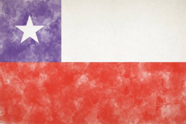 Şili 'nin dijital suluboya bayrağı, vatansever Şili tasarımı, ulusal devlet sembolü, resim sanatı, ülke kutlama geçmişi, renkli yaratıcı illüstrasyon amblemi.