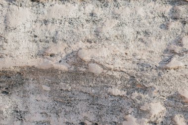 Mimari arkaplan için doğal taş yüzey dokusu katı kaya malzemesinin makro çekimi kaba tahıl ve organik desenli gri mineral levhası.