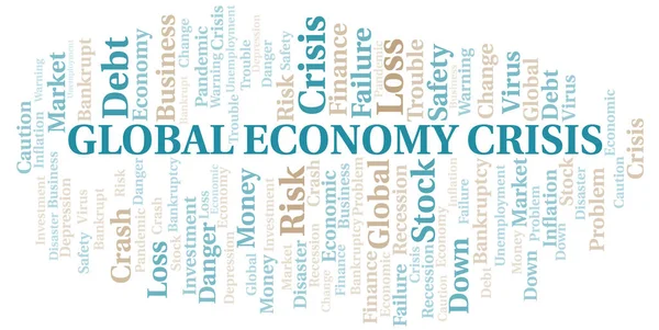 Global Economy Crise Mot Nuage Créer Avec Texte Seulement — Image vectorielle