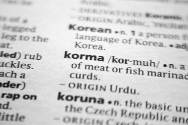 Bir sözlükte Korma sözcüğü veya cümlesi
