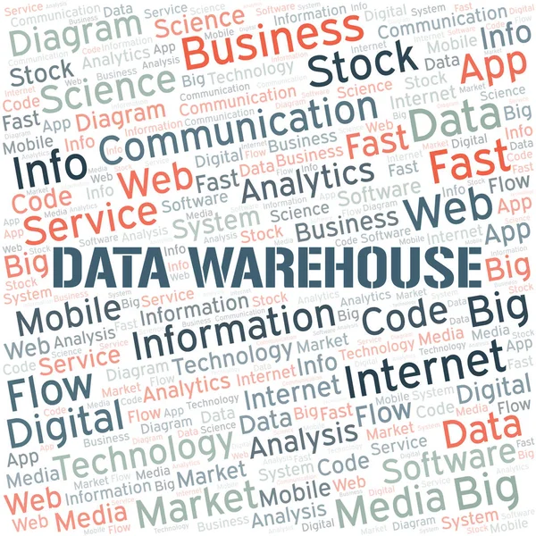 Data Warehouse vector word cloud, gemaakt met alleen tekst. — Stockvector
