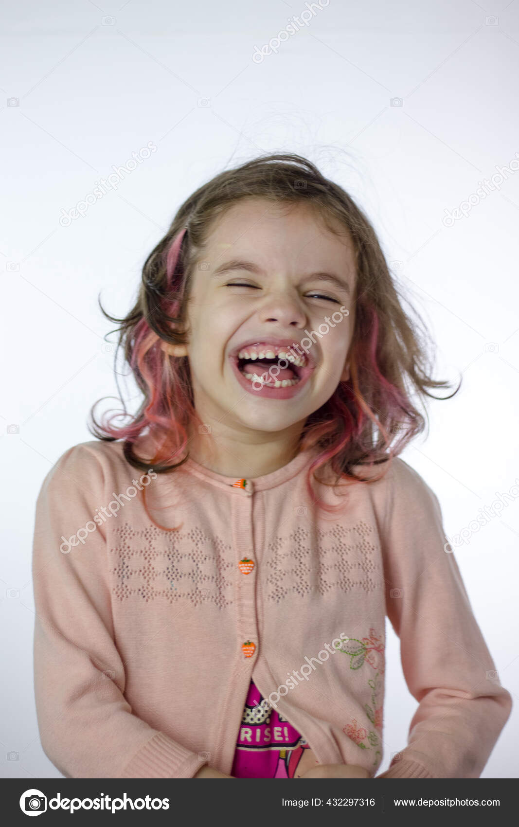 laughing little girl Adorable Little Kid Girl Laughing White — Stock Photo © sharafmaksumov  #432297316