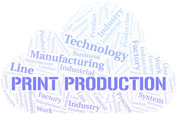 Imprimir Producción Palabra Nube Crear Con Texto Solamente — Archivo Imágenes Vectoriales