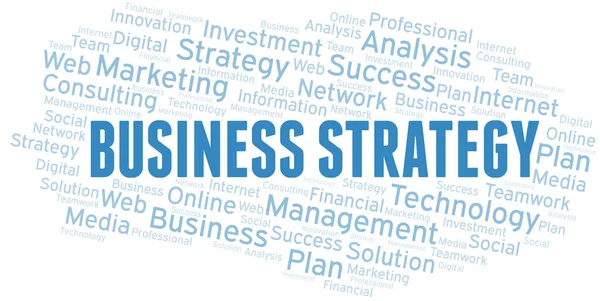 Business Strategy Nuvem Palavras Criar Apenas Com Texto — Vetor de Stock