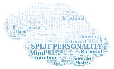 Kişiliği böl tipografi kelime bulutu sadece metin ile oluşturulur.