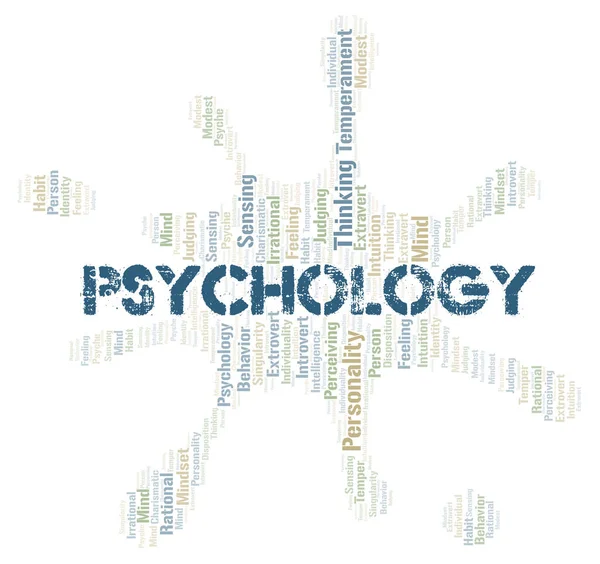 Psikoloji Tipografisi Kelime Bulutu Sadece Metin Ile Oluşturulur — Stok fotoğraf
