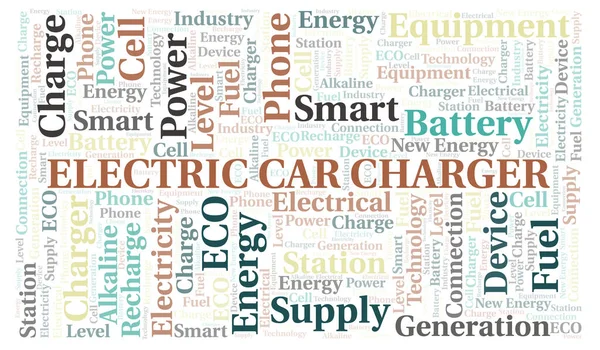 Electric Car Charger kelime tipografi bulutu sadece metin ile oluşturulur. 