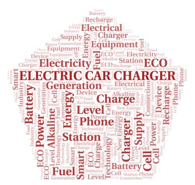 Electric Car Charger kelime tipografi bulutu sadece metin ile oluşturulur. 